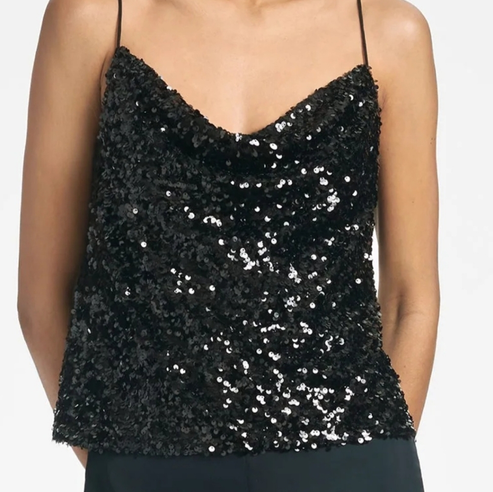 Sachin & Babi Womans Jesse Sequin Top in Black, Size XS, Event/Casual BRAND NEW